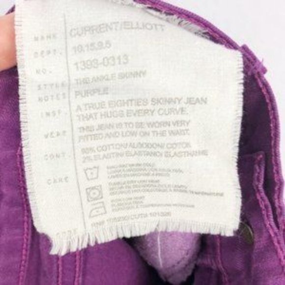 Current/Elliot The Ankle Skinny Purple Jeans Size 29 - Picture 5 of 5